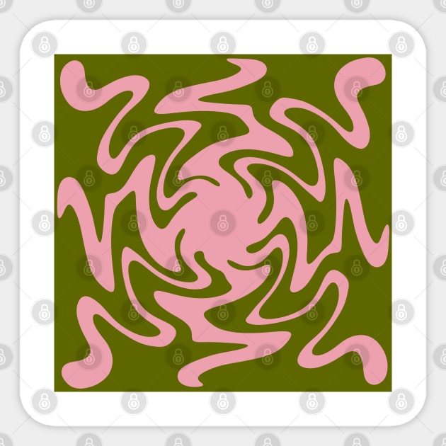 70s Retro Abstract Green and Pink Spiral Sticker by Trippycollage